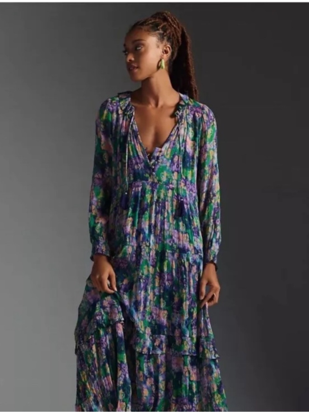 Anthropologie THE MARAIS PRINTED CHIFFON MAXI DRESS Sz XL